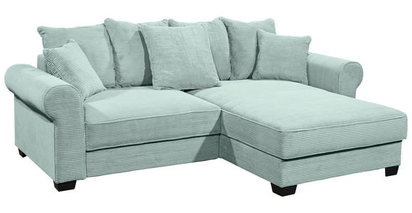 ECKSOFA Salbeigrün Cord - Salbeigrün/Schwarz, KONVENTIONELL, Kunststoff/Textil (255/185cm) - Hom`in