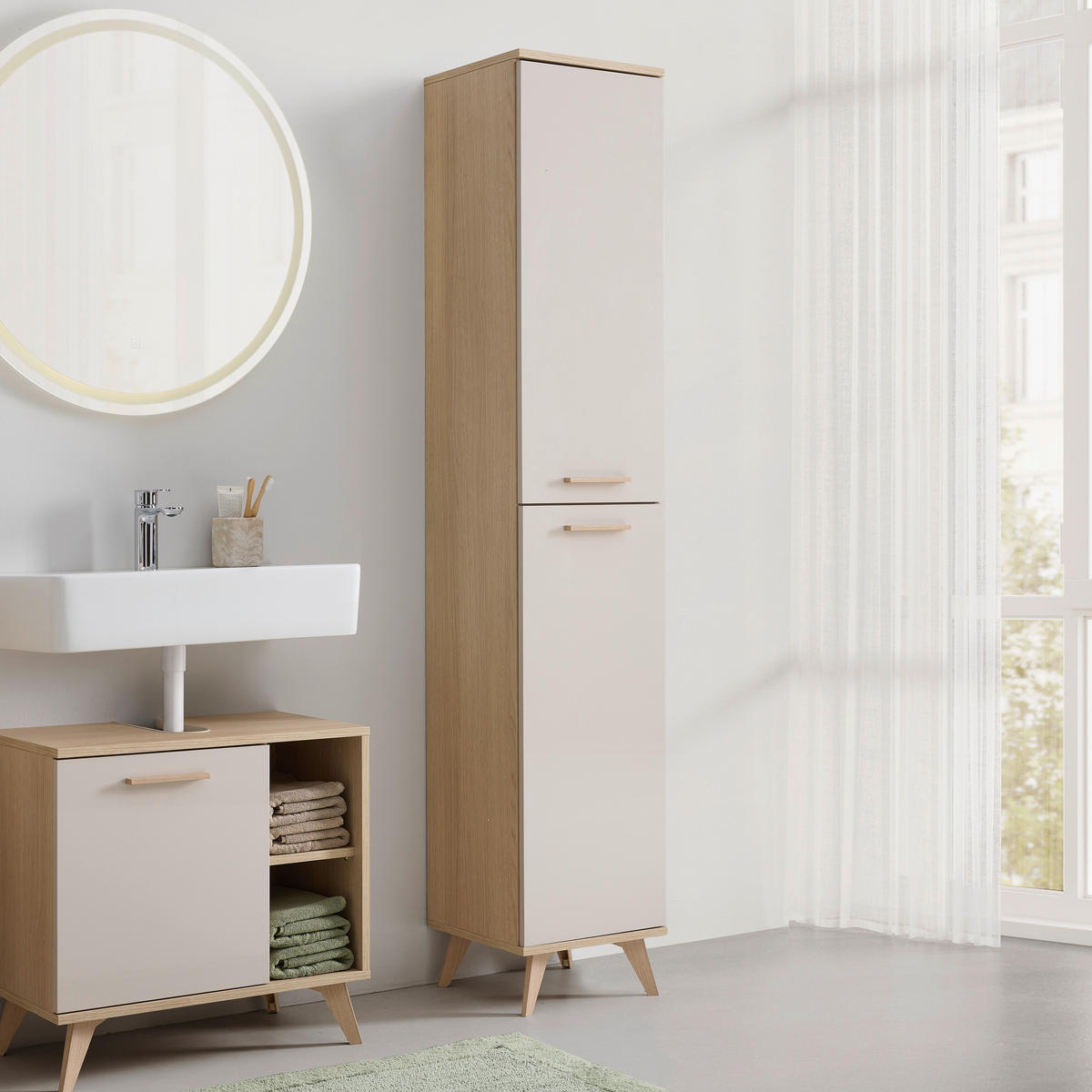 HÖGSKÅP  - kashmir/ekfärgad, Modern, trämaterial/plast (35/185/35cm) - Best Price