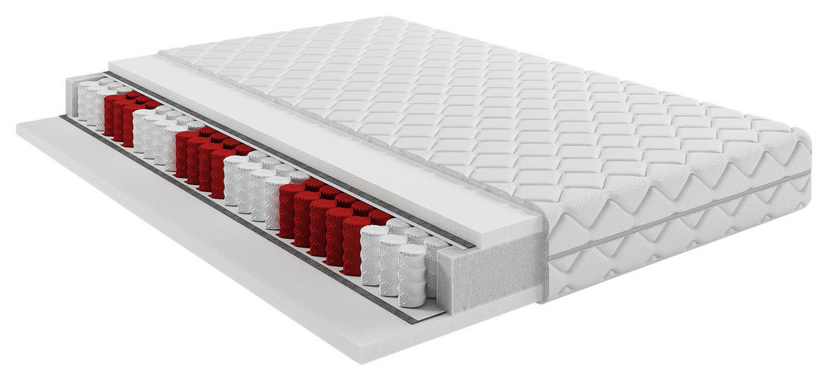 TASCHENFEDERKERNMATRATZE Night H3 140/200 cm Höhe ca. 20 cm  - Weiß, Basics, Textil (140/200cm) - Livetastic