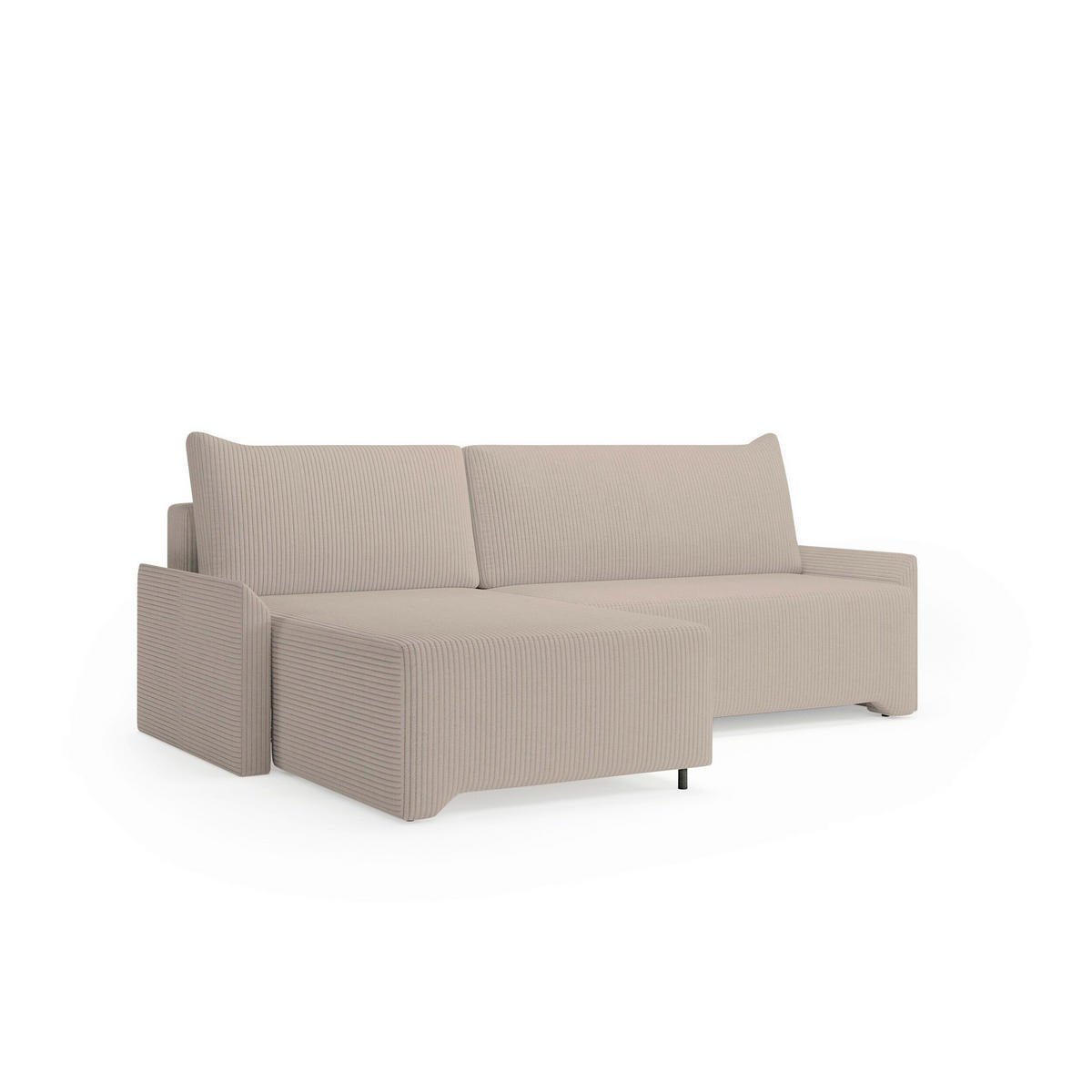 ECKSOFA LOCO in Cord Hellbraun  - Hellbraun/Schwarz, Design, Kunststoff/Textil (174/245cm) - MID.YOU