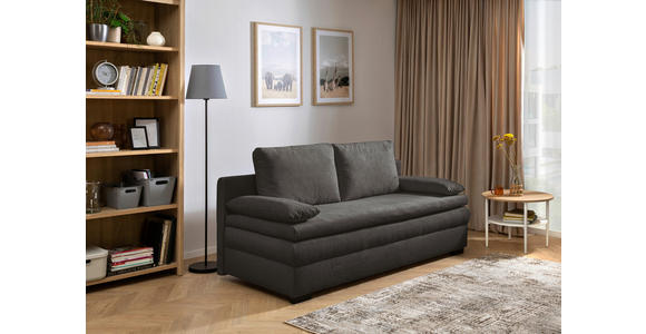 SCHLAFSOFA  mit Liegefunktion, Schlafen auf Sitzhöhe, Rücken echt Struktur Schwarz  - Schwarz, KONVENTIONELL, Kunststoff/Textil (195/93/83cm) - Carryhome