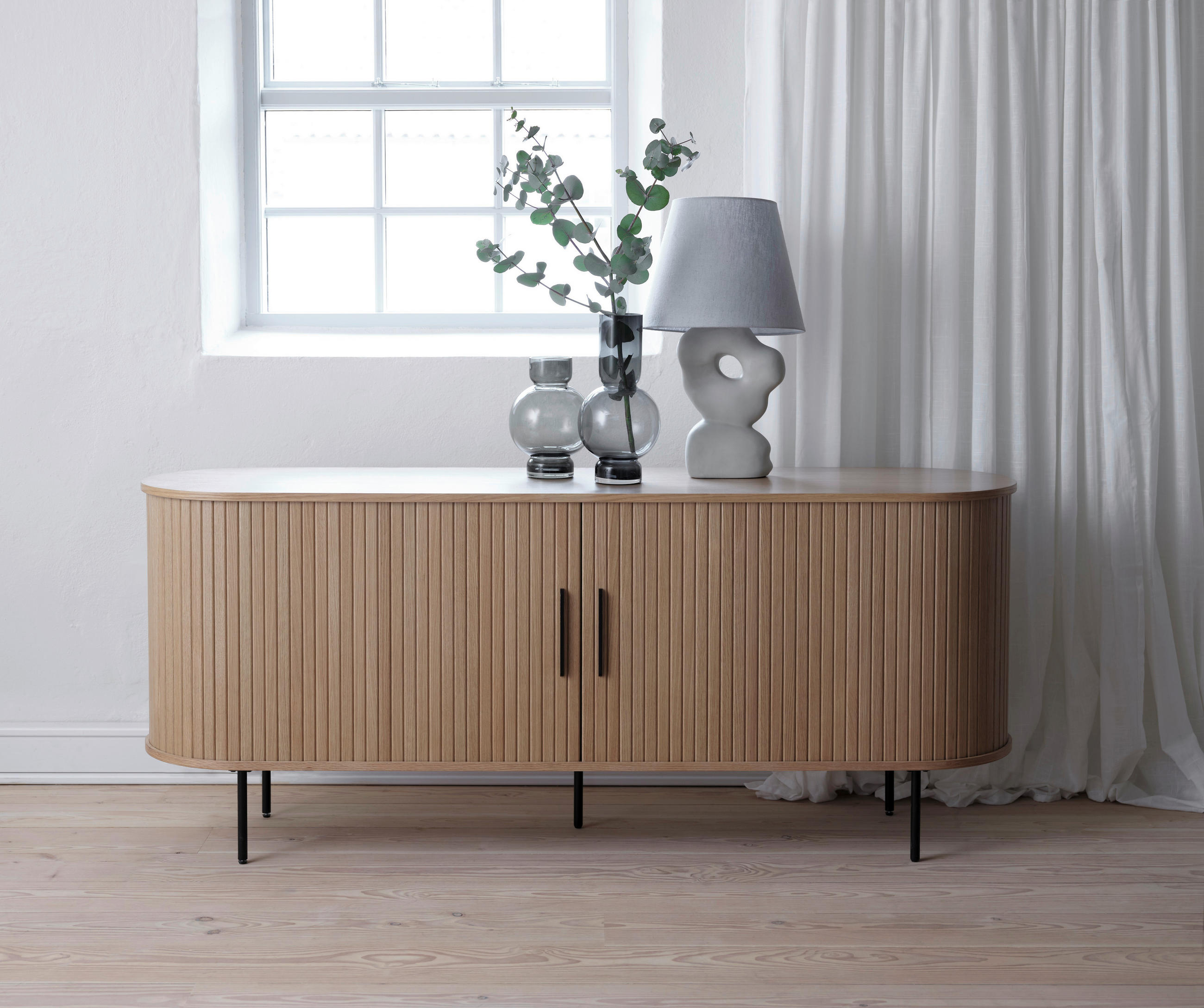 SIDEBOARD Eichefarben  180/76/45 cm  - Eichefarben/Schwarz, Trend, Holz/Holzwerkstoff (180/76/45cm) - Xora