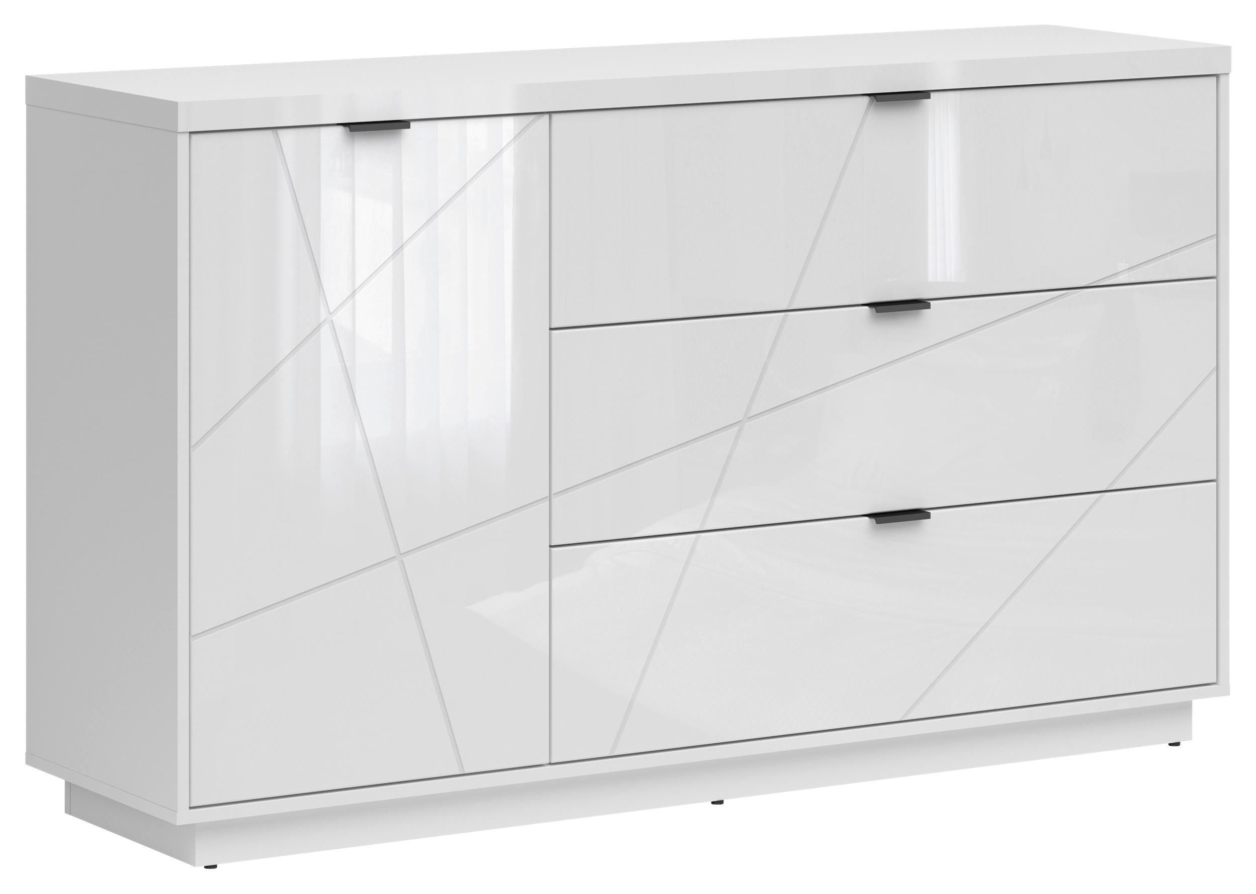SIDEBOARD  in 156/93/42,5 cm  - Weiß Hochglanz/Schwarz, Design, Holzwerkstoff/Kunststoff (156/93/42,5cm)