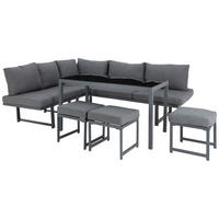 LOUNGE GARNITURA tkanina aluminij  - črna/siva, Moderno, kovina/steklo (179/212,5cm) - Ambia Garden