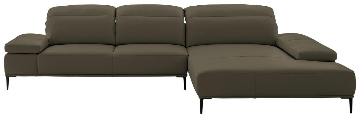 ECKSOFA  in Echtleder Braun  322/206 cm  - Schwarz/Braun, MODERN, Leder/Metall (322/206cm) - Chilliano