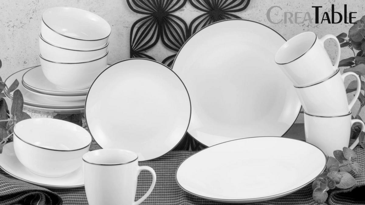 SERVIS Luna Black Line 18 delar  - vit/svart, Basics, keramik - Creatable