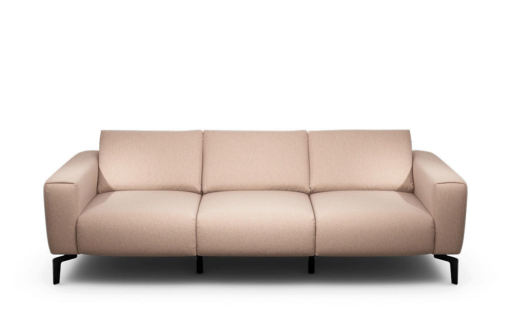 3-SITZER-SOFA Chenille Rosa  - Schwarz/Rosa, Design, Textil/Metall (250/86/86-94cm) - SENSOO