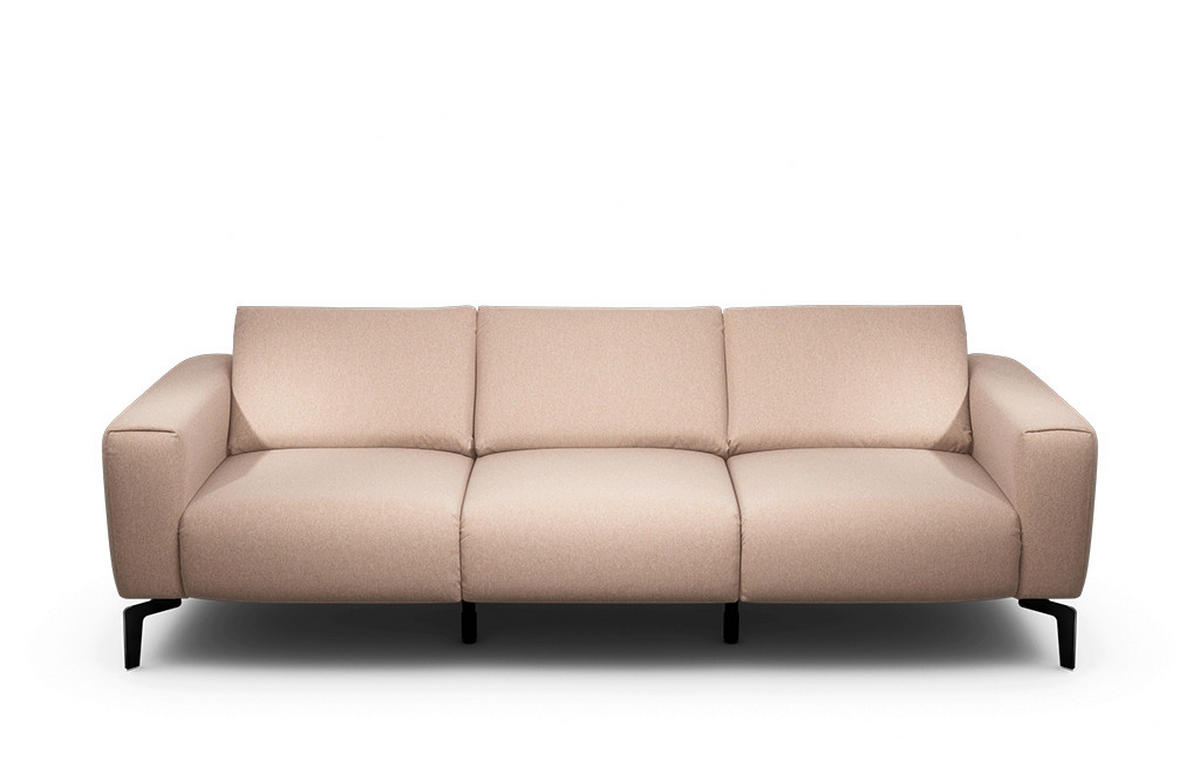 3-SITZER-SOFA Chenille Rosa  - Schwarz/Rosa, Design, Textil/Metall (250/86/86-94cm) - SENSOO
