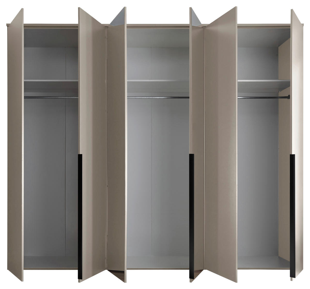 DREHTÜRENSCHRANK 270/225/52 cm 6-türig Kaschmir  - Kaschmir/Schwarz, MODERN, Glas/Holzwerkstoff (270/225/52cm) - MID.YOU