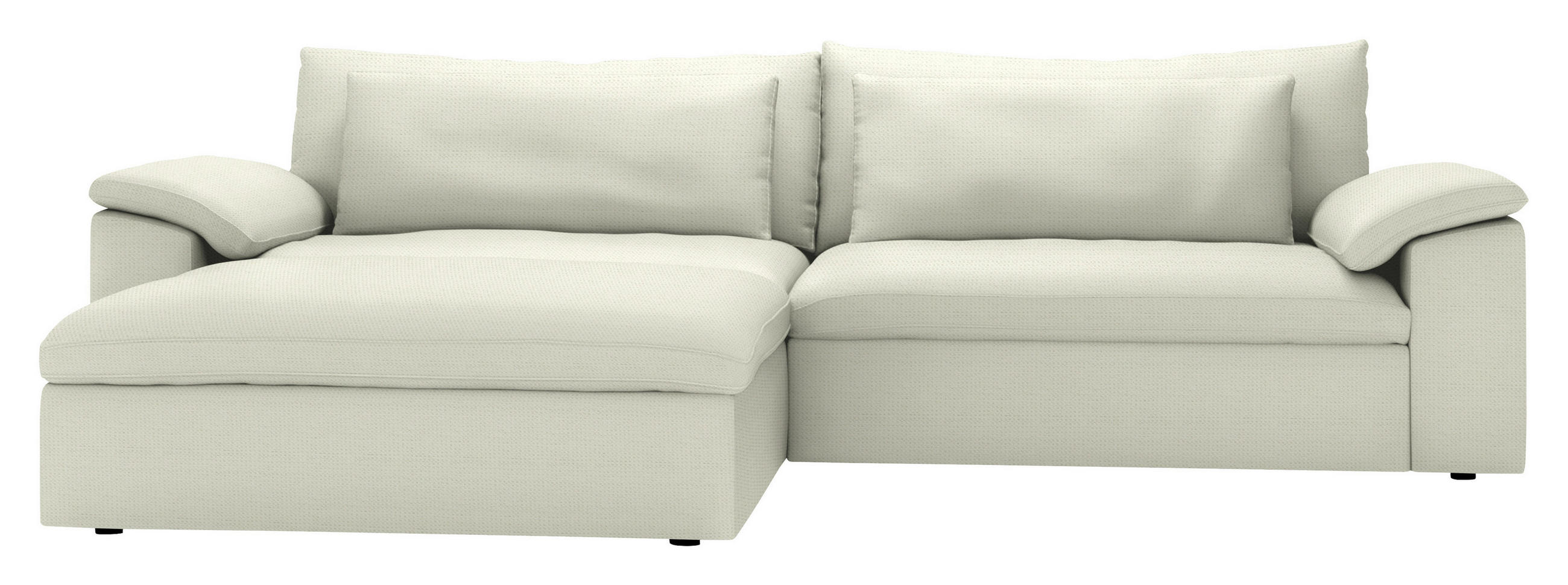 ECKSOFA  Chenille Creme  - Creme/Schwarz, Modern, Kunststoff/Textil (198/306cm) - Carryhome