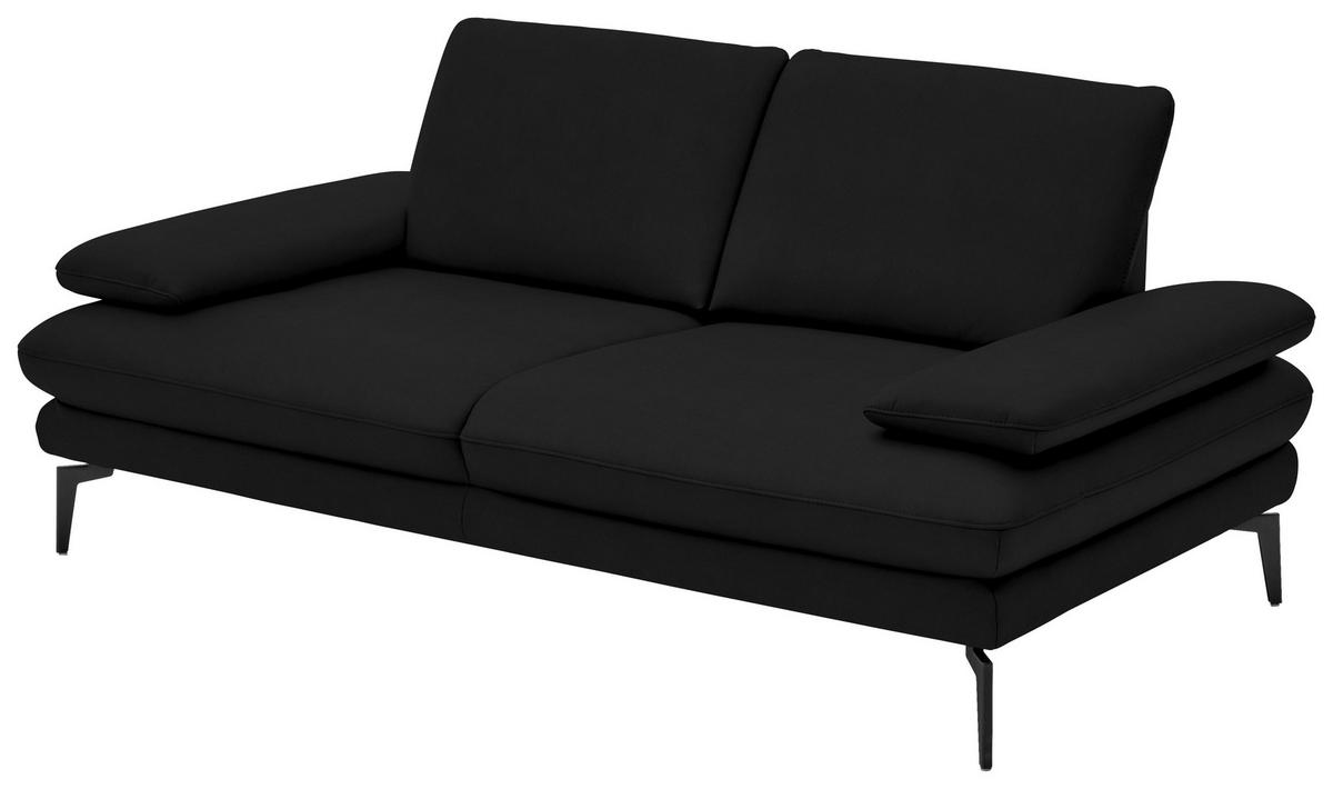 2,5-SITZER in Echtleder Schwarz  - Schwarz, Design, Leder/Metall (196/86/104cm) - Dieter Knoll