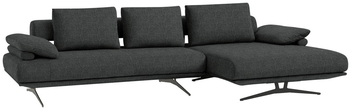 ECKSOFA in Chenille Anthrazit  - Anthrazit/Schwarz, Design, Textil/Metall (334/168cm) - Dieter Knoll