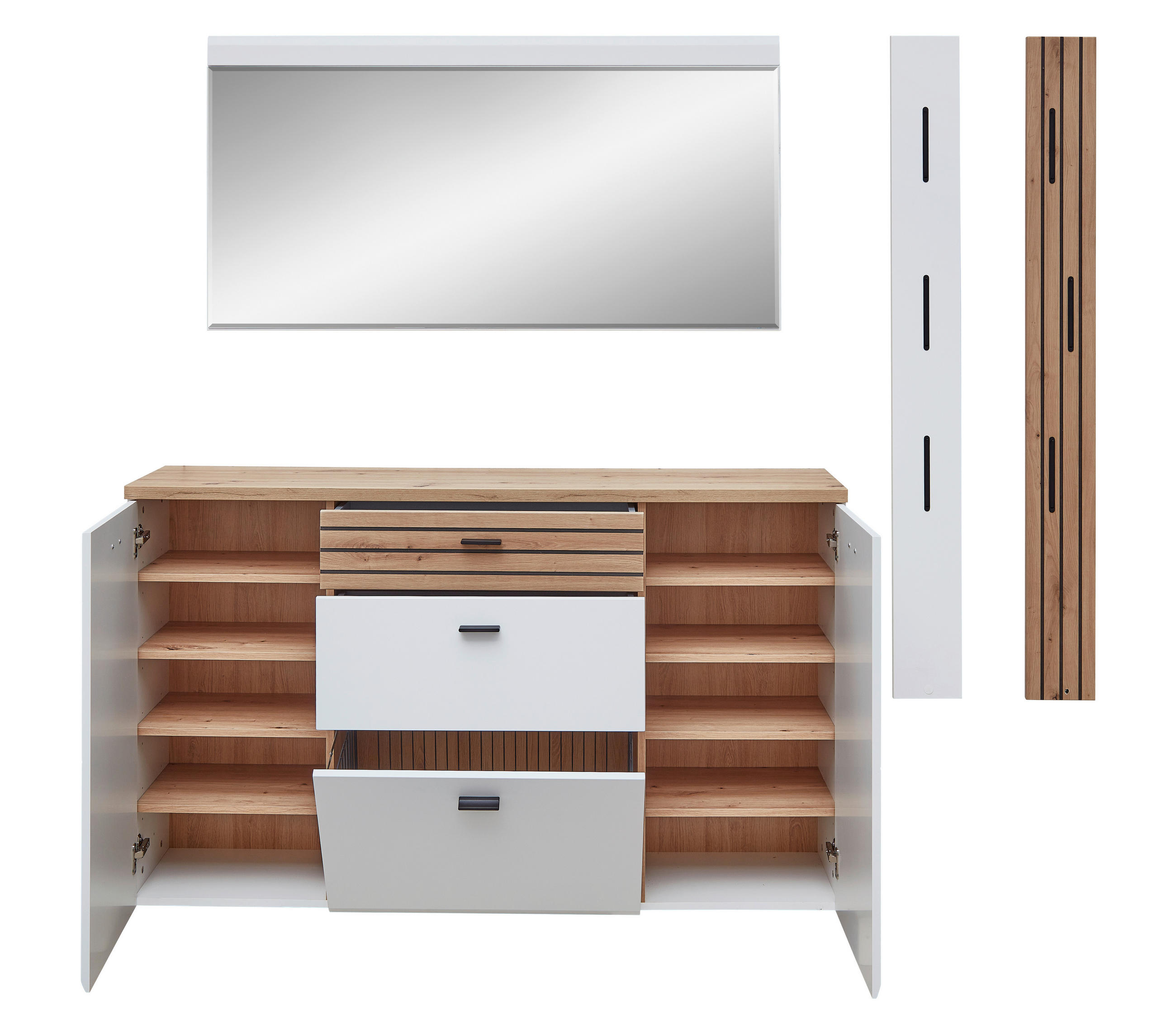 GARDEROBE  in 222/180/34 cm  - Schwarz/Weiß, Design, Glas/Holzwerkstoff (222/180/34cm) - Livetastic