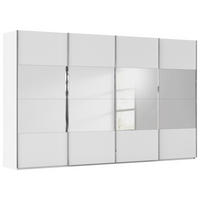 SCHWEBETÜRENSCHRANK 361/223/68 cm,  in Weiß, 4 Tür(en)  - Chromfarben/Weiß, Design, Glas/Holzwerkstoff (361/223/68cm) - Novel