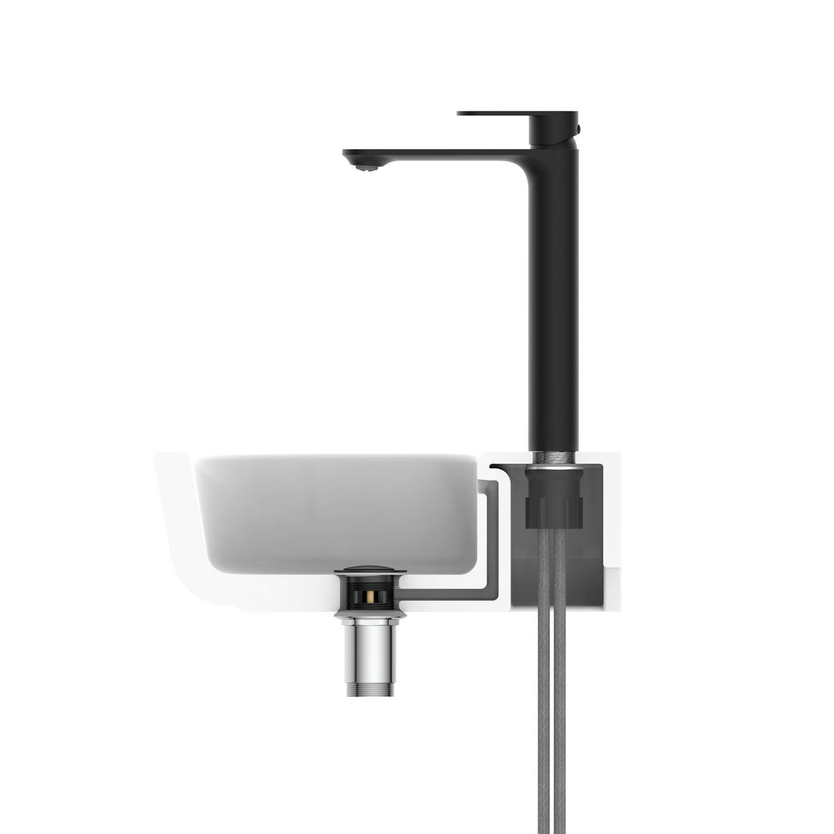 WASCHTISCHARMATUR 4,5/28,5/20 cm  - Schwarz, Basics, Metall (4,5/28,5/20cm) - Schütte