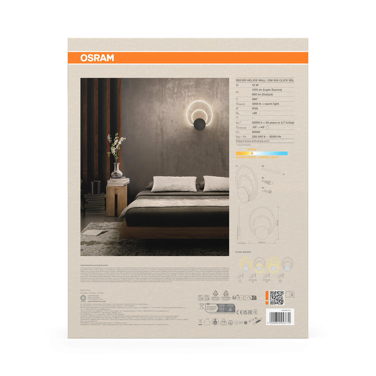 LED-WANDLEUCHTE 33.5/3.9/41.6 cm   - Dunkelgrau, Design, Kunststoff (33.5/3.9/41.6cm) - Osram