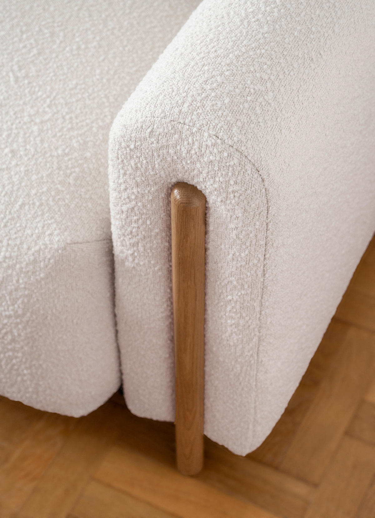 SCHLAFSOFA in Bouclé Naturfarben, Beige  - Eichefarben/Beige, Design, Holz/Textil (244/97/97cm) - MID.YOU