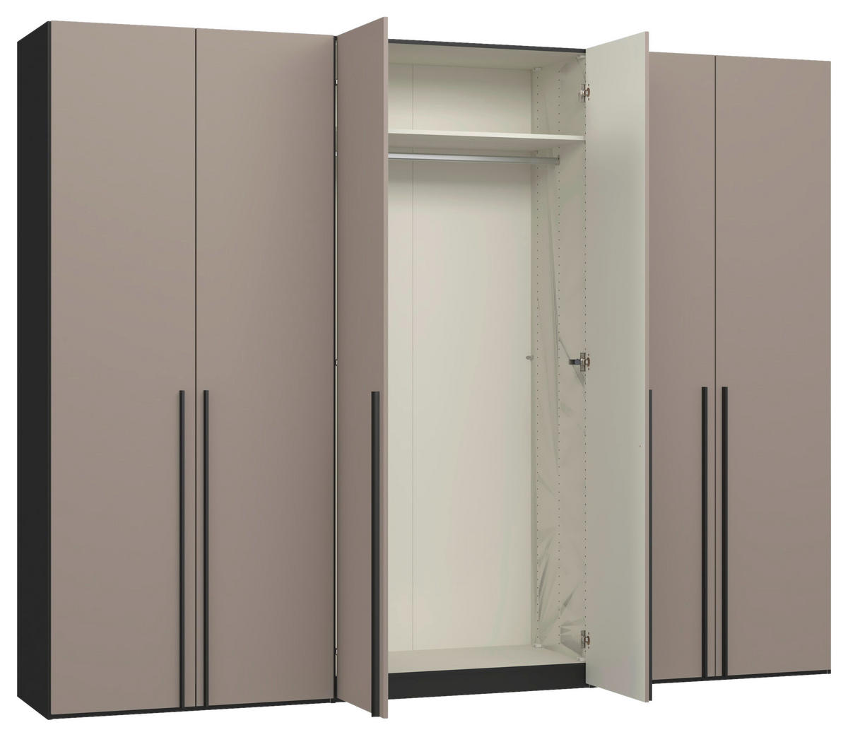 DREHTÜRENSCHRANK 303/236/59 cm,  in Schwarz, Hellbraun, 6-türig  - Hellbraun/Schwarz, Design, Glas/Holzwerkstoff (303/236/59cm) - Jutzler