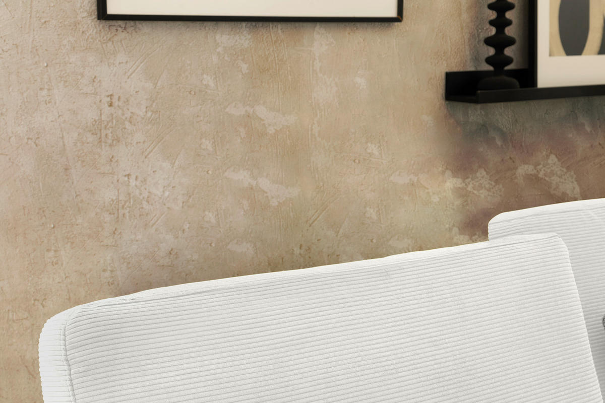 ECKSOFA inkl. Funktion Weiß Cord  - Schwarz/Weiß, Design, Textil/Metall (298/185-209cm) - Pure Home Lifestyle