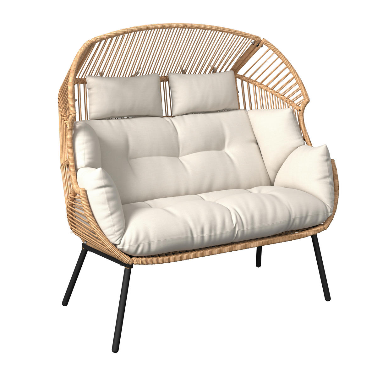 GARTENMUSCHEL 146/136/83 cm  - Beige/Naturfarben, MODERN, Kunststoff/Textil (146/136/83cm) - Ambia Garden