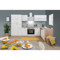 KÜCHENLEERBLOCK  310/172/172 cm  in Weiß  - Edelstahlfarben/Eichefarben, Basics, Holzwerkstoff/Metall (310/172/172cm) - Respekta