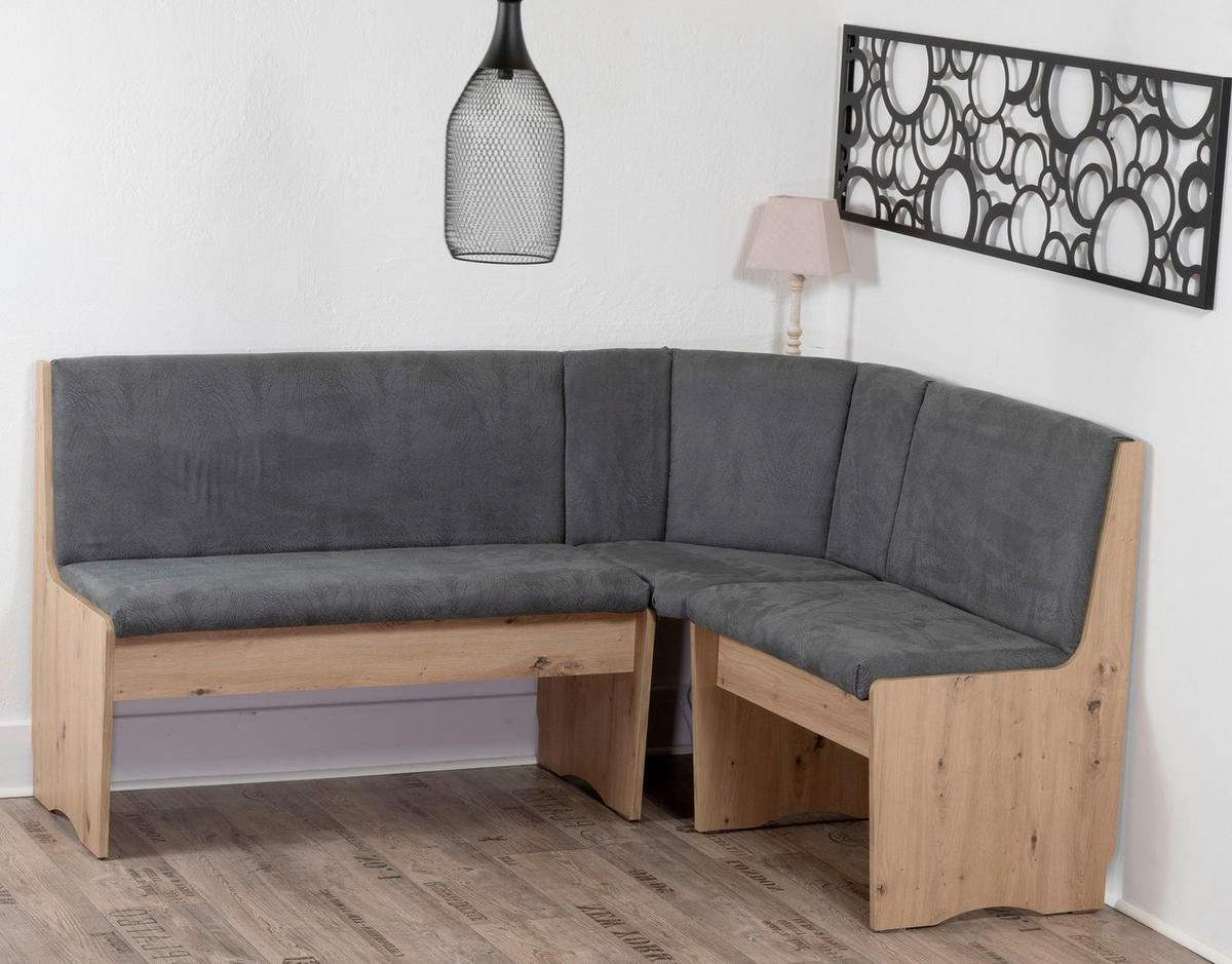 ECKBANK Mikrofaser Grau, Eiche Artisan   - Eiche Artisan/Grau, KONVENTIONELL, Textil (165/89/125cm) - MID.YOU
