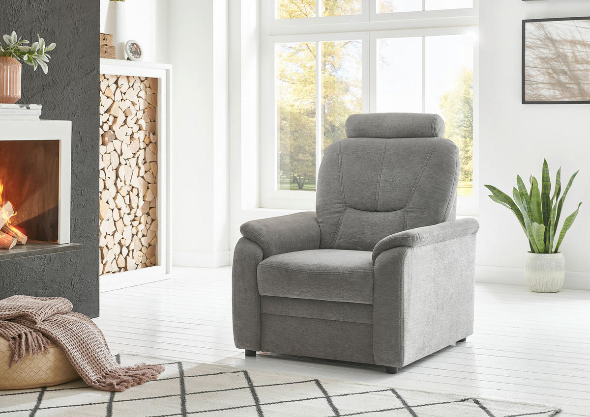 FERNSEHSESSEL  mit Rücken echt Chenille Grau  - Schwarz/Grau, KONVENTIONELL, Kunststoff/Textil (90/96/89cm) - Beldomo Comfort