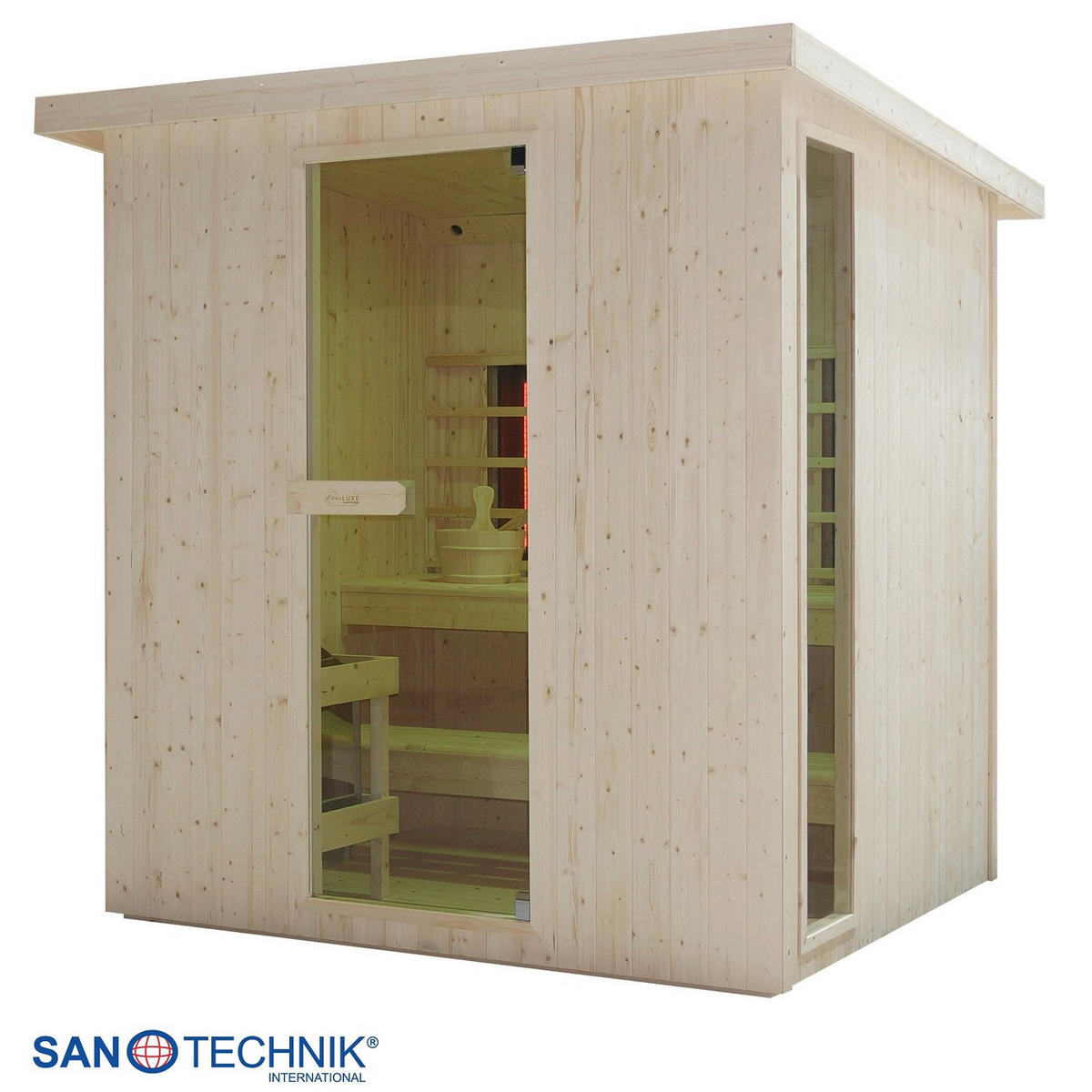 INFRAROTKABINE für 4-6 Personen Lahti  - Fichtefarben, KONVENTIONELL, Holz (198/181,5/202,2cm) - Sanotechnik