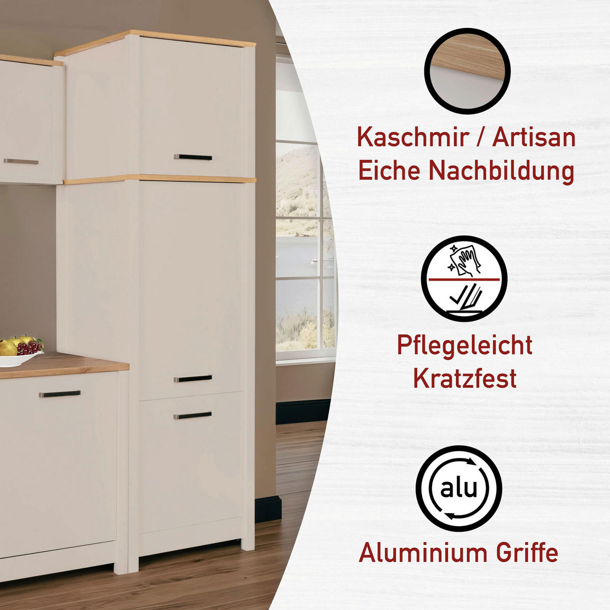 AUFSATZSCHRANK 70/60/60 cm  in  - Kaschmir/Silberfarben, ROMANTIK / LANDHAUS, Holzwerkstoff/Metall (70/60/60cm) - home24
