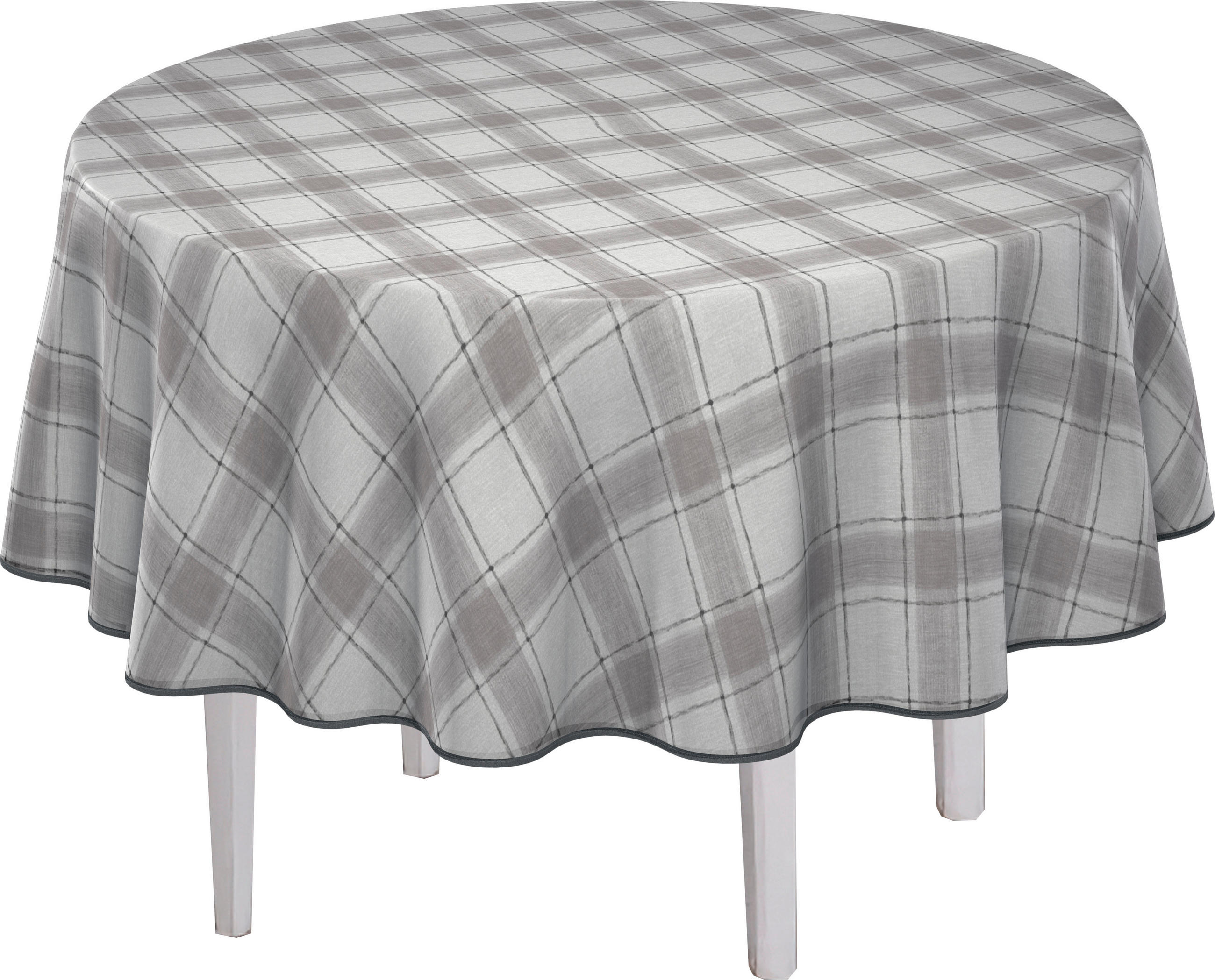 TISCHDECKE KARO 140 cm  - Grau, ROMANTIK / LANDHAUS, Textil (140cm) - Peyer Syntex