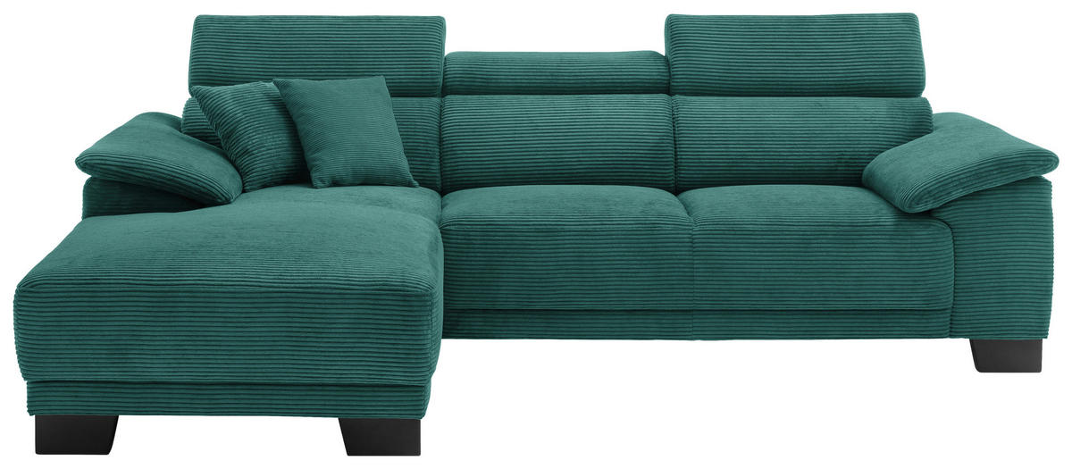 ECKSOFA in Cord Waldgrün  - Waldgrün/Schwarz, Design, Holz/Textil (174/270cm) - Pure Home Lifestyle