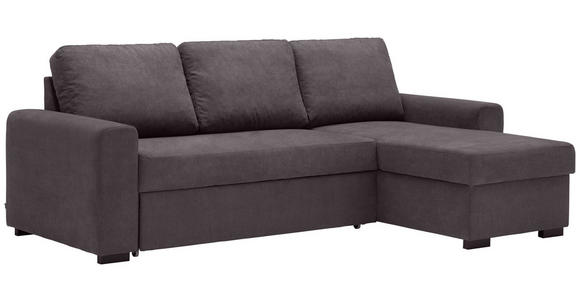 ECKSOFA inkl.Funktionen Dunkelgrau Webstoff  - Dunkelgrau/Schwarz, Design, Textil (245/160cm) - Xora