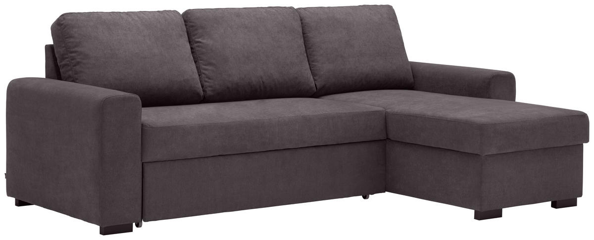 ECKSOFA inkl.Funktionen Dunkelgrau Webstoff  - Dunkelgrau/Schwarz, Design, Textil (245/160cm) - Xora