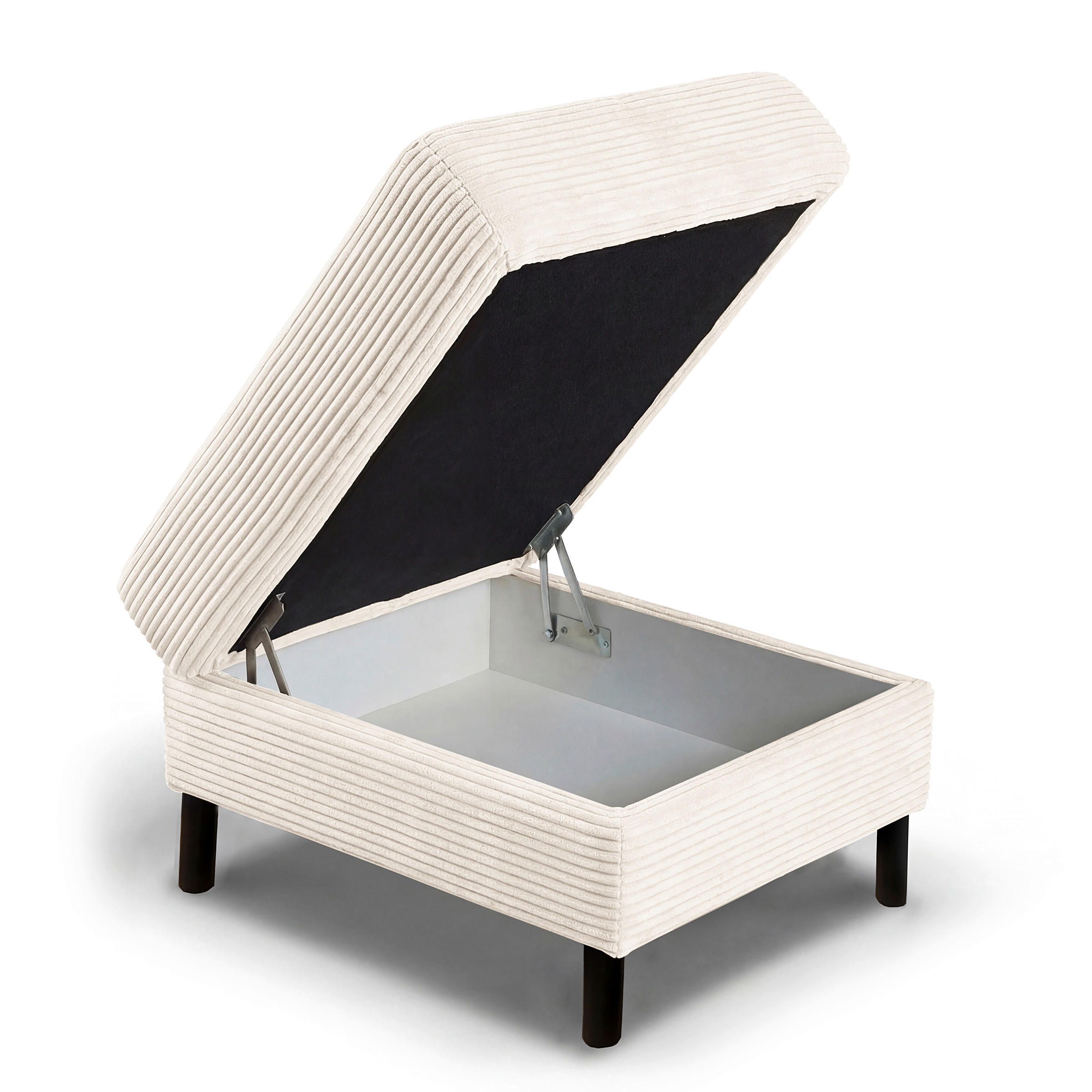 HOCKER Cord Creme  - Creme/Schwarz, Design, Textil/Metall (70/48/60cm) - Livetastic