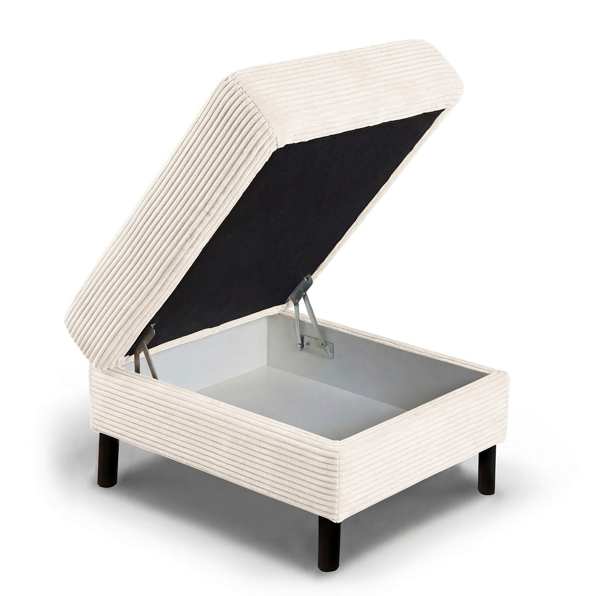 HOCKER Textil Creme  - Creme/Schwarz, Design, Textil/Metall (70/48/60cm) - Livetastic