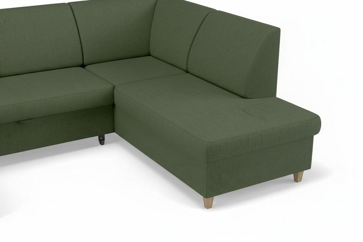 WOHNLANDSCHAFT NIKAS Grün Bouclé  - Buchefarben/Grün, Design, Holz/Textil (310/160/145cm) - MID.YOU