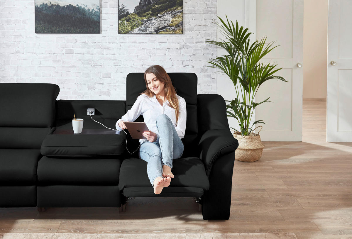 ECKSOFA  in Echtleder Schwarz  260/324 cm  - Schwarz, KONVENTIONELL, Leder/Kunststoff (260/324cm) - Cantus