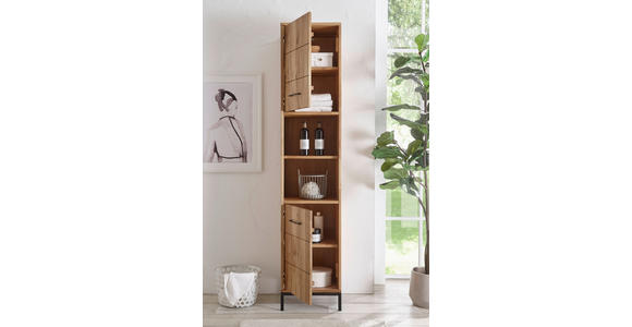 HOCHSCHRANK 40/190/35 cm  - Wildeiche/Schwarz, Basics, Holz/Metall (40/190/35cm) - Linea Natura