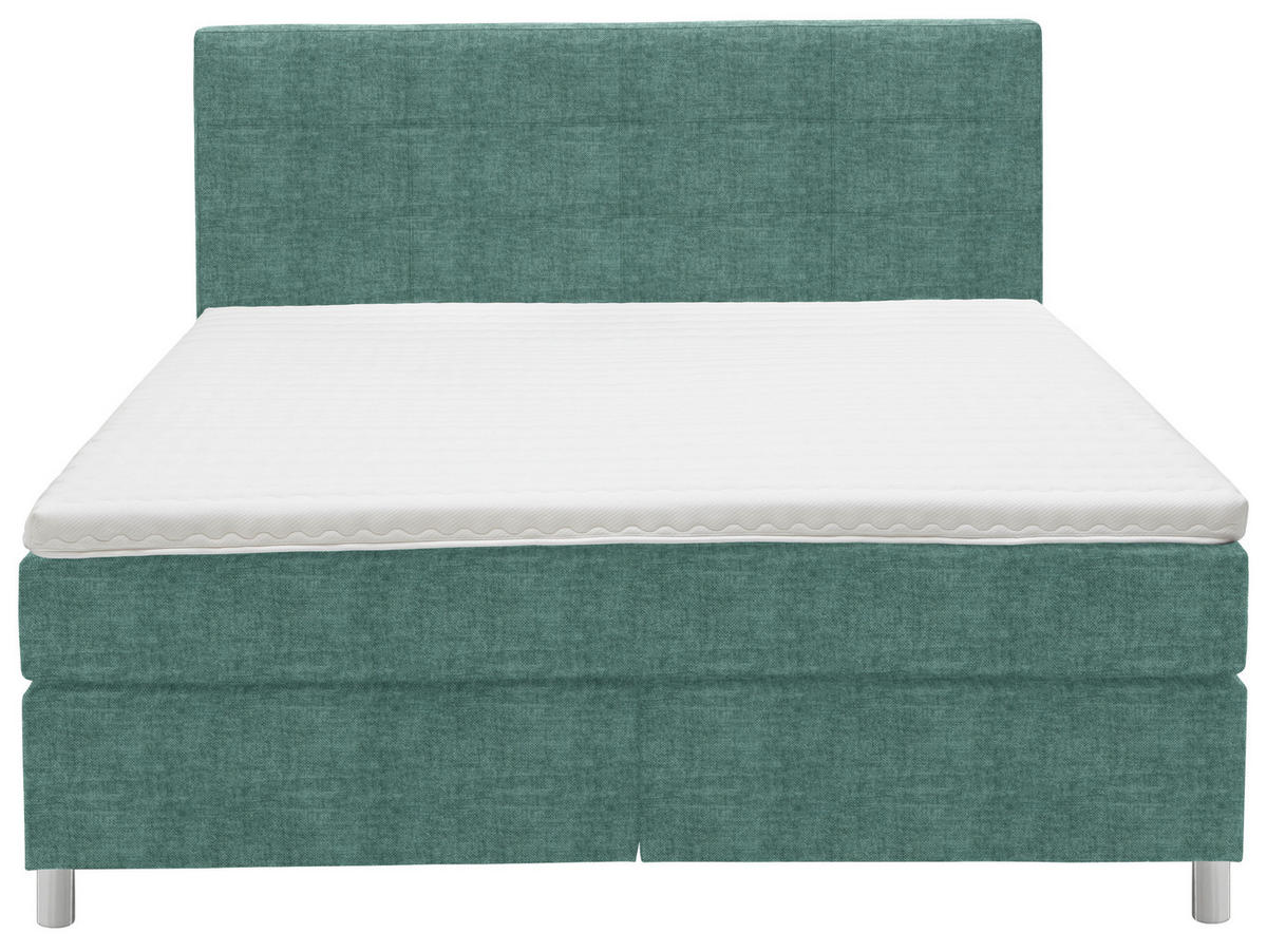 BOXSPRINGBETT 160/200 cm  in Petrol  - Chromfarben/Petrol, Konventionell, Kunststoff/Textil (160/200cm) - Voleo