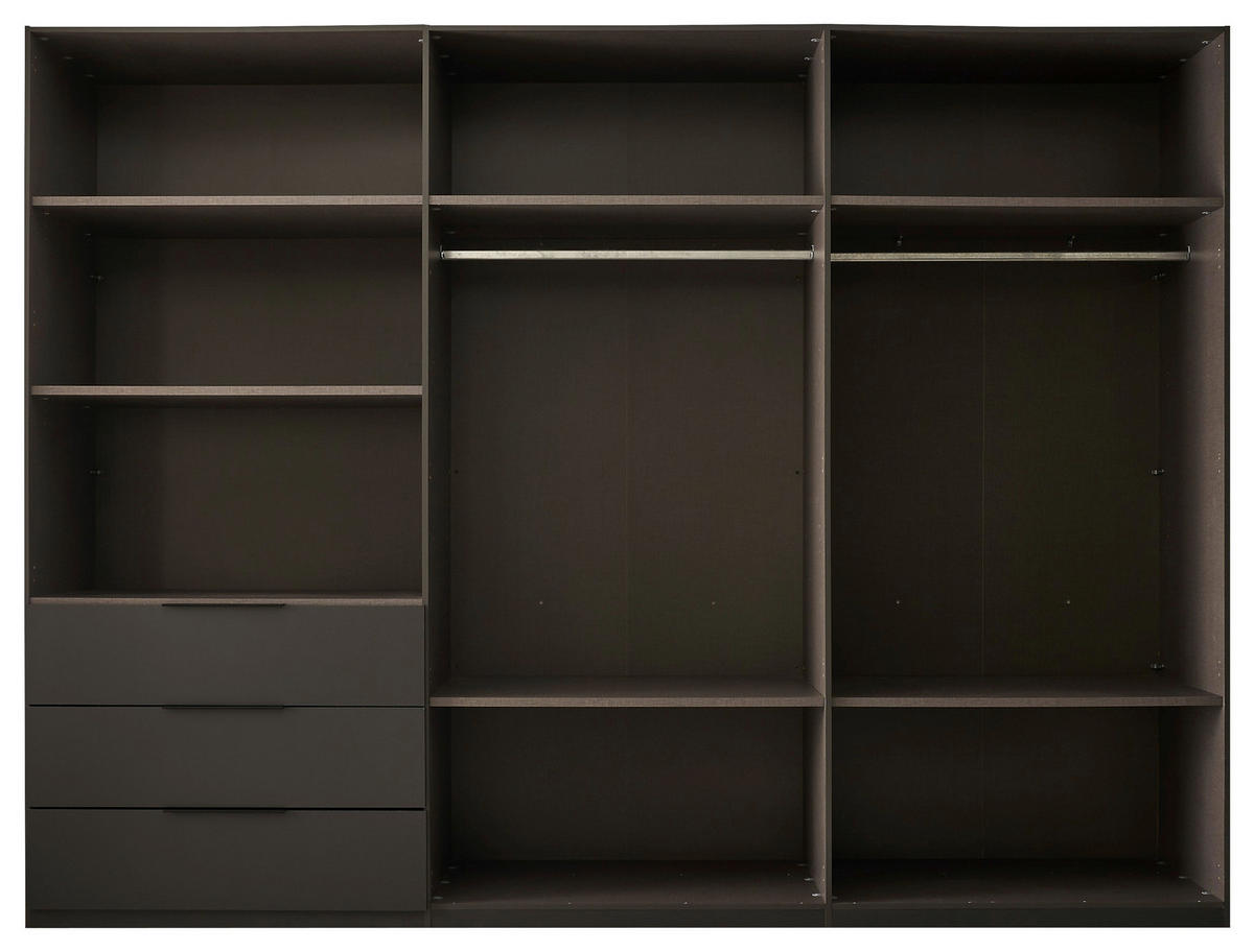 DREHTÜRENSCHRANK 300/225,5/60 cm 6-türig Graphitfarben, Hellgrau  - Hellgrau/Schwarz, MODERN, Holzwerkstoff/Kunststoff (300/225,5/60cm) - MID.YOU