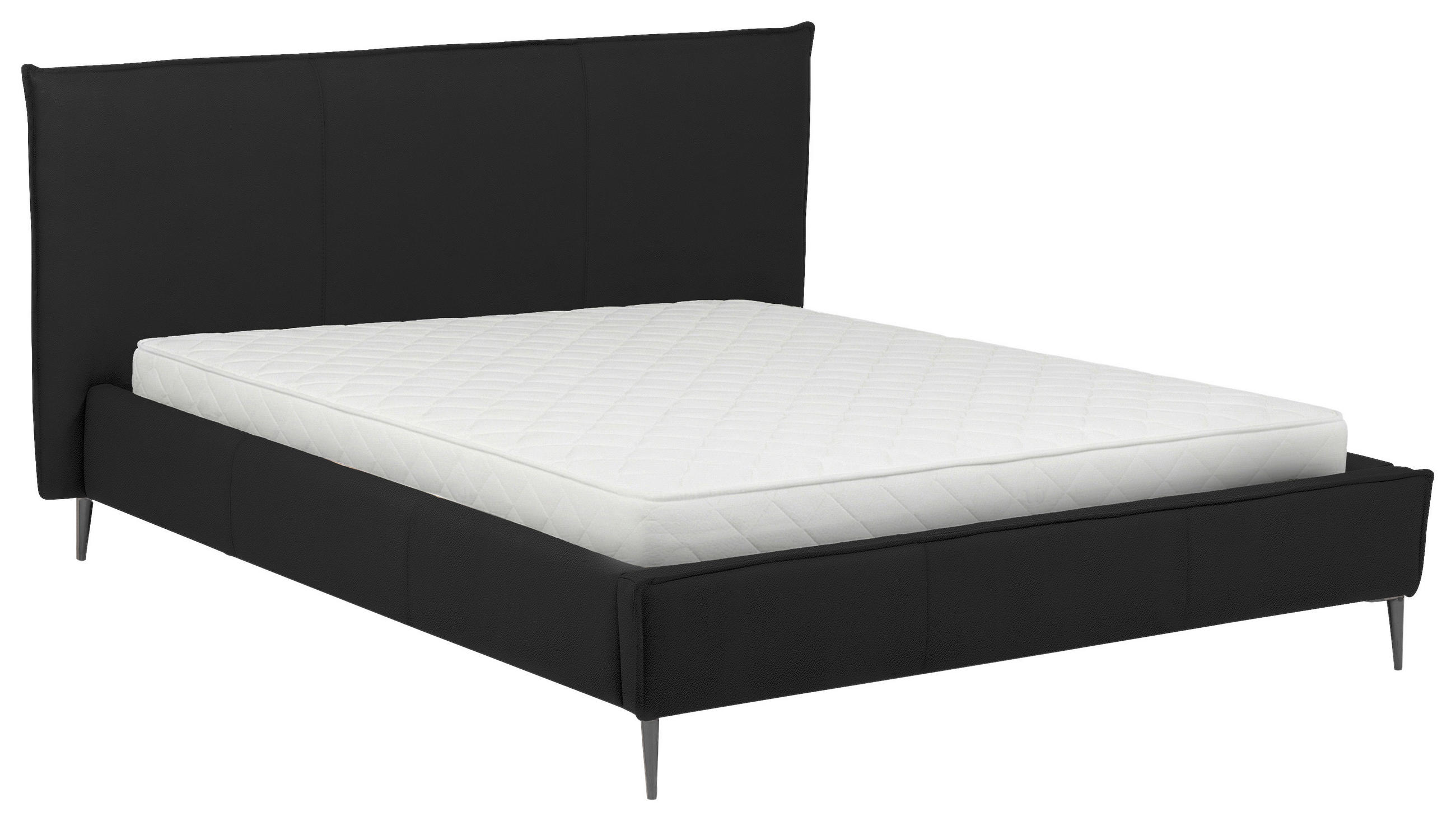 POLSTERBETT 160/200 cm,  in Schwarz, gepolstertes Kopfteil, Lattenrost, Bettkasten,  - Schwarzchrom/Schwarz, KONVENTIONELL, Leder/Holz (160/200cm) - Esposa