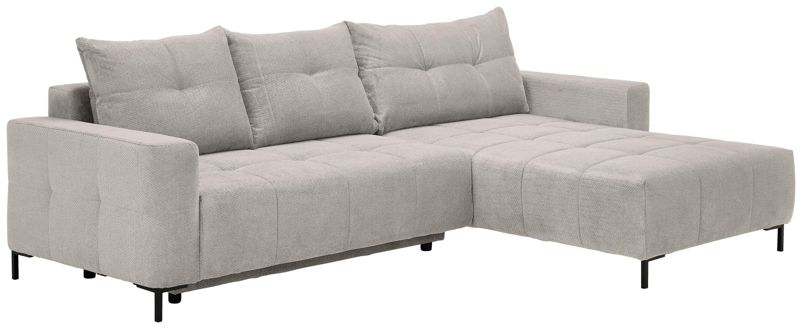 ECKSOFA Naturfarben Webstoff  - Schwarz/Naturfarben, KONVENTIONELL, Textil/Metall (292/192cm) - Carryhome