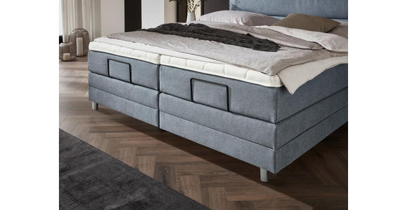 BOXSPRINGBETT 180/200 cm  in Graublau  - Chromfarben/Graublau, KONVENTIONELL, Holz/Kunststoff (180/200cm) - Voleo