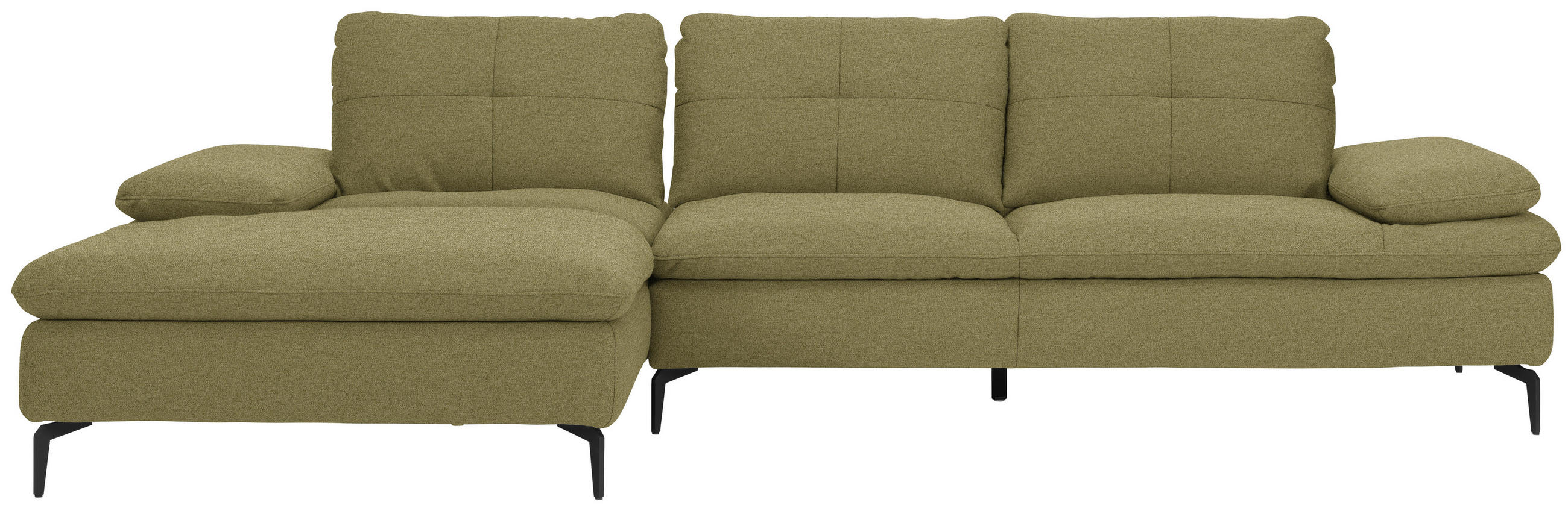 ECKSOFA  in Webstoff Olivgrün  179/301 cm  - Schwarz/Olivgrün, Design, Textil/Metall (179/301cm) - Chilliano