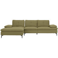 ECKSOFA  in Webstoff Olivgrün  179/301 cm  - Schwarz/Olivgrün, Design, Textil/Metall (179/301cm) - Chilliano