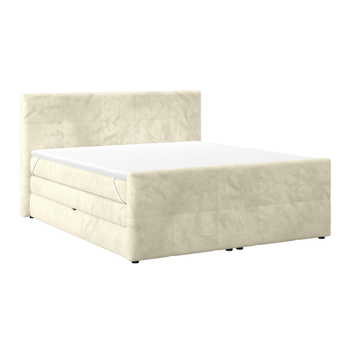 BOXSPRINGBETT 180/200 cm,  in Champagner, gepolstertes Kopfteil, Bettkasten, Topper, Matratzen, H2 + H2 = mittel  - Champagner, KONVENTIONELL, Holz/Holzwerkstoff (180/200cm) - Luca Bessoni