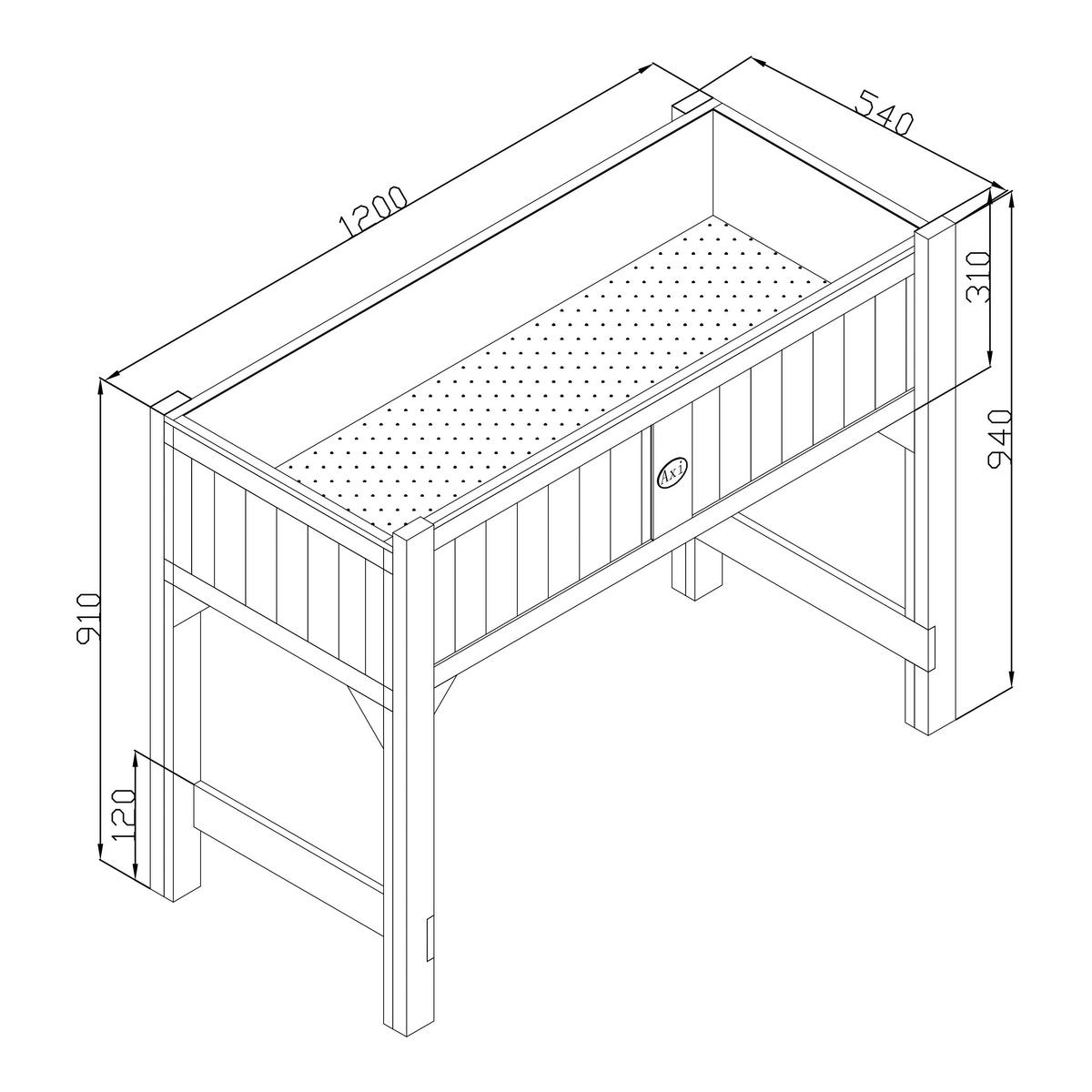 HOCHBEET AXI WEIß/BRAUN  - Schwarz/Braun, KONVENTIONELL, Holz (54/94/120cm) - Ambia Garden