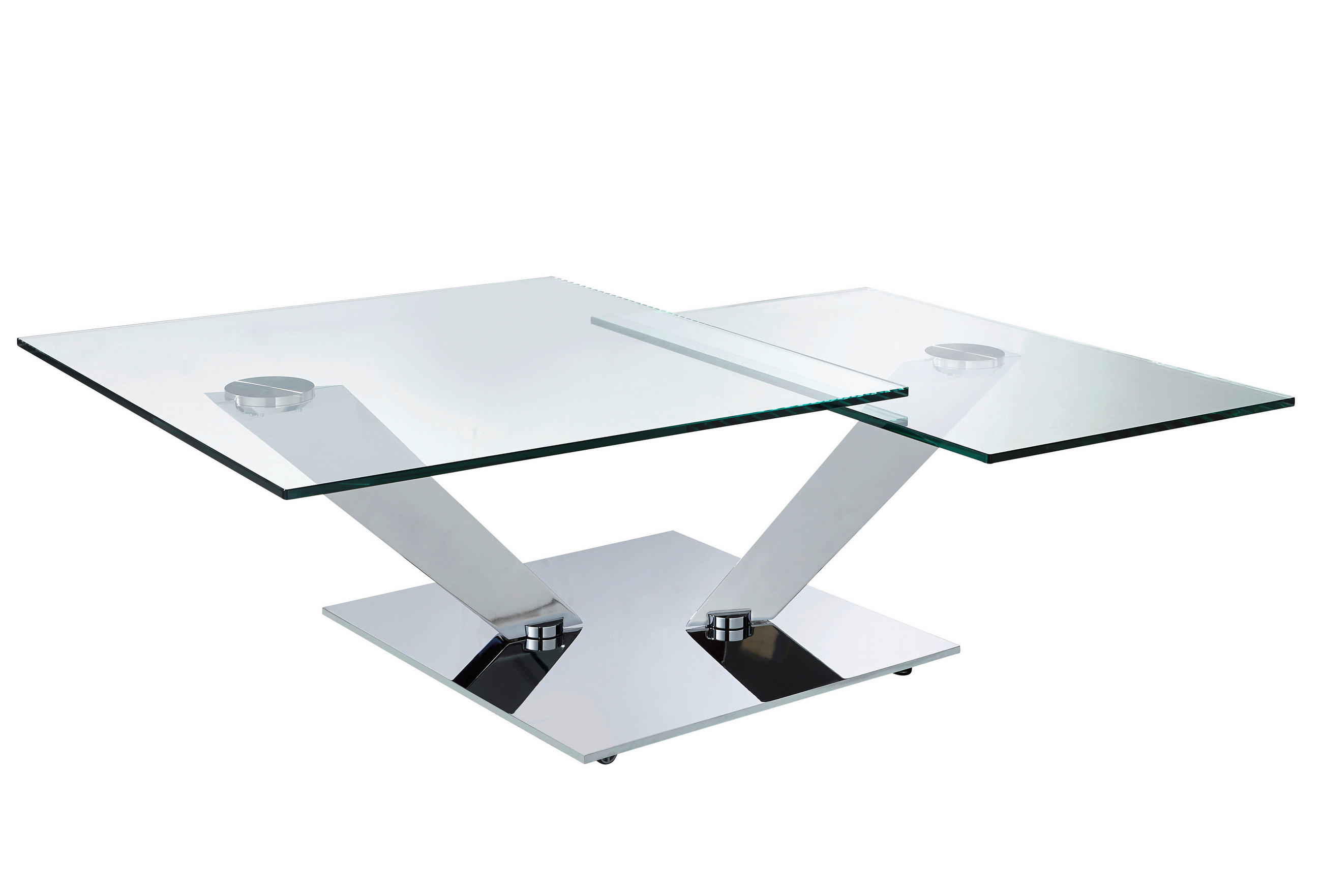 COUCHTISCH Klarglas Klarglas 84-129/84-106/40 cm quadratisch Klar, Chromfarben  - Klar/Chromfarben, Design, Glas/Metall (84-129/84-106/40cm) - Naos
