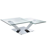 COUCHTISCH Klarglas Naos Calypso Klarglas 84-129/84-106/40 cm quadratisch Klar, Chromfarben  - Klar/Chromfarben, Design, Glas/Metall (84-129/84-106/40cm) - Naos