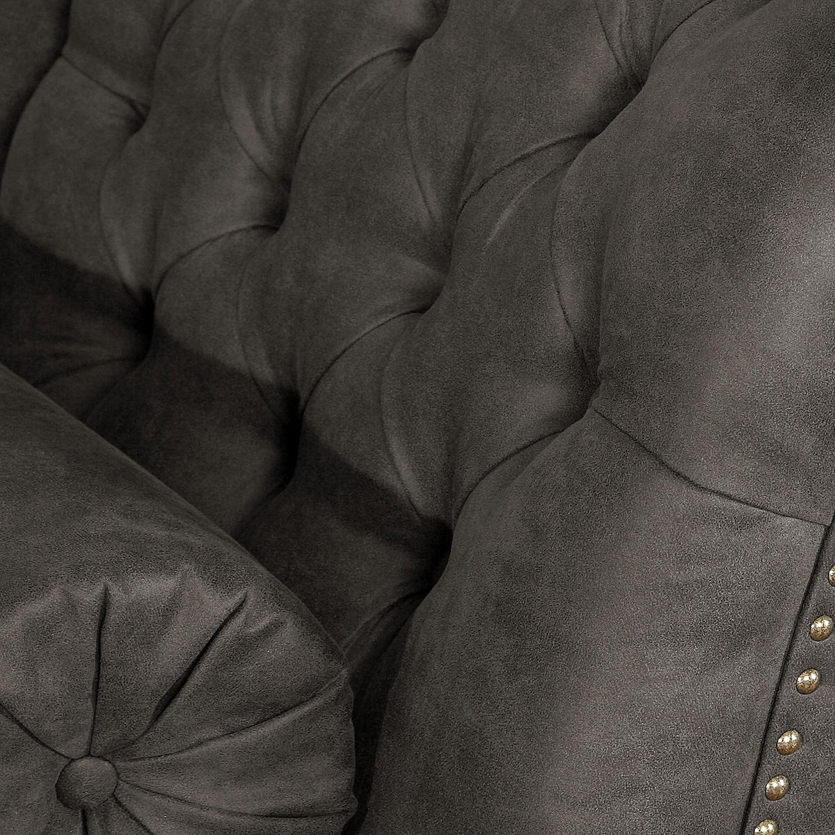 RÉCAMIERE Lederlook Grau  - Braun/Grau, Design, Holz/Textil (185/93/75cm) - Livetastic